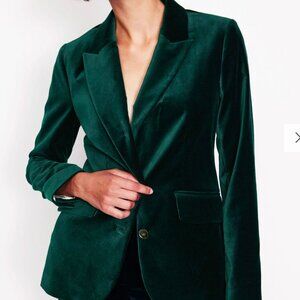 Boden Marylebone Dark Green Velvet Blazer, Size 10, like new